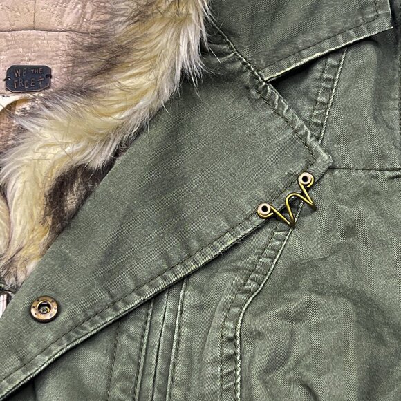 Free People We The Free Utility Parka Faux Fur-Trimmed Boho Olive Jacket L NWOT - Picture 7 of 14